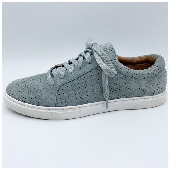 CASLON Gray Perforated Leather Sneakers Laced - Picture 2 of 12